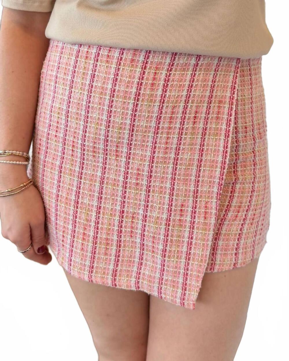 NEW COLLETTA ramona tweed skort in pink